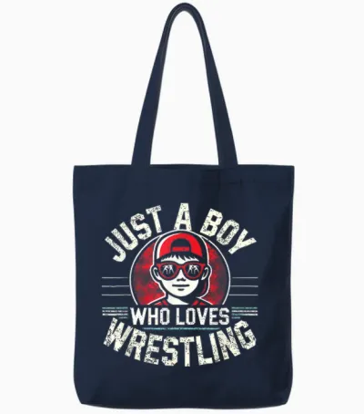 Just a Boy Who Loves Wrestling, Boys & Kids, Wrestler Tote Bags - Navy