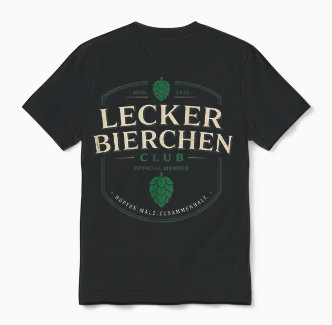 Lecker Bierchen Club (backprint) Unisex T-Shirt in Black