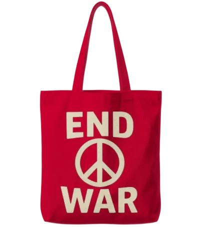 End War Peace Sign Graphic Tote Bags - Red