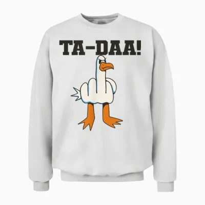 Möwe Mittelfinger Stinkefinger Frech Süß Unisex Sweatshirt - White