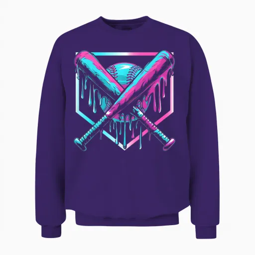 Baseball Drip for Boys Ice Cream Drip Youth Boys Baseball Unisex Sweatshirt - Purple