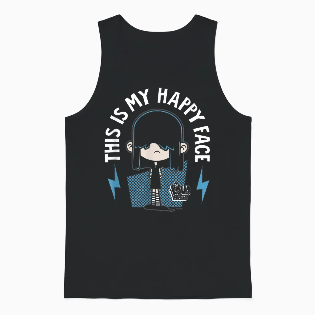 The Loud House This Is My Happy Face Lucy Loud Shot Unisex Tank Top in Black