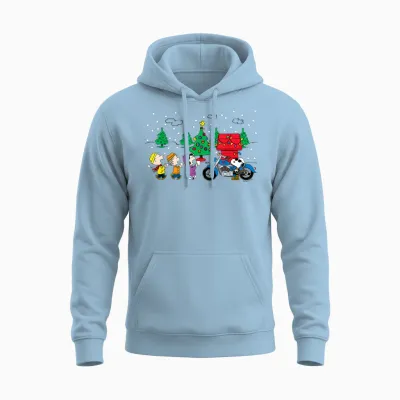 Peanuts Snoopy Holiday Cool Caroling Unisex Hoodie - Light Blue