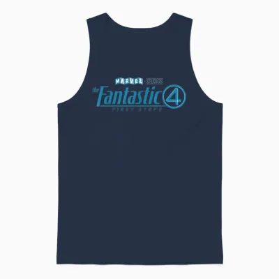 Marvel Studios the Fantastic Four: First Steps Movie Logo T-Shirt, Black, S Unisex Tank Top - Navy