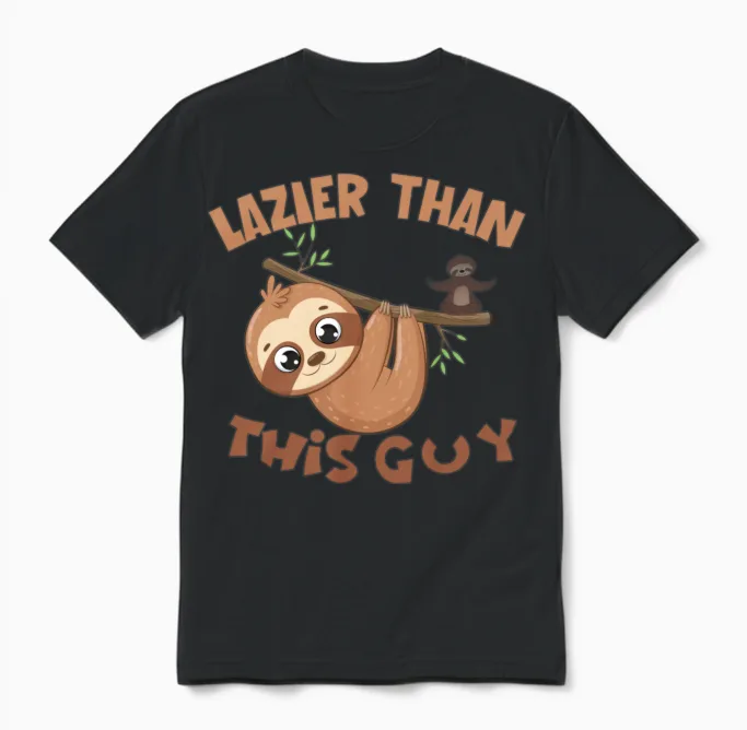 Sloth Funny Kids Funny Aduly Punny Unisex T-Shirt in Black
