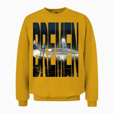 Bremen Weserstadion Bei Nacht T-Shirt, Black, S Unisex Sweatshirt - Gold