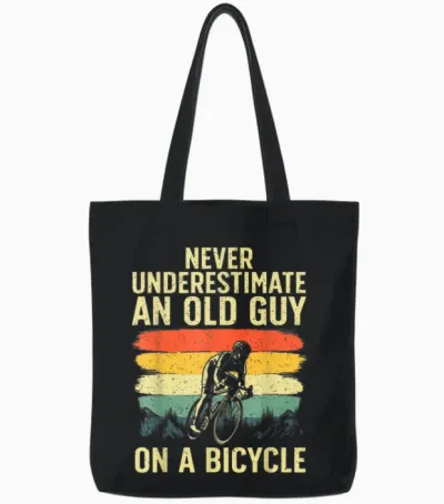 Cool Cycling Art for Men Grandpa Bicycle Riding Cycle Racing Tote Bags - Black