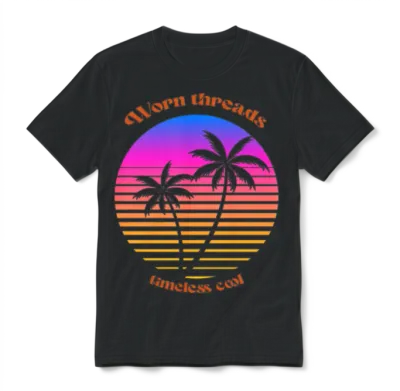 Vintage Sunset Retro Unisex T-Shirt - Black