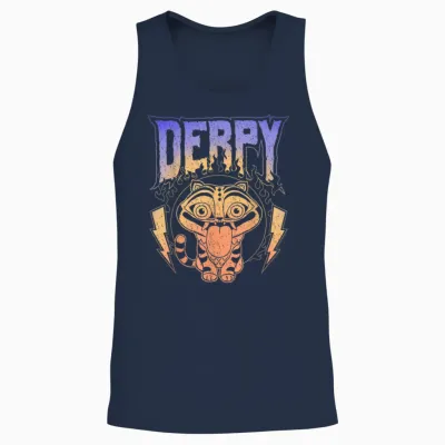 Kpop Demon Hunters Derpy Retro Metal Band Style Logo Unisex Tank Top - Navy