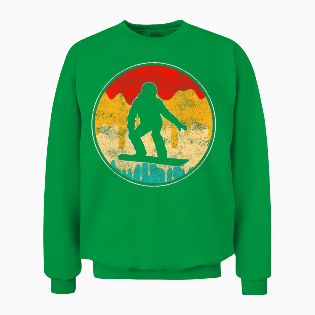 Snowboarding Retro Unisex Sweatshirt in Irish Green
