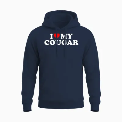 I Love Cougars Cougar Humor Valentine's Day 3bk1 Unisex Hoodie - Navy