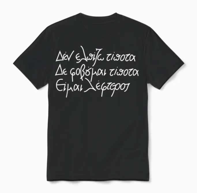Kazantzakis Quotes Ich Hoffe Umsonst Ich Fürchte Nichts.ich Bin Frei Unisex T-Shirt in Black