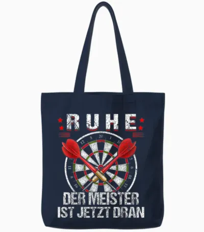 Ruhe Der Meister Ist Jetzt Dran, Dartspieler Dartspiel Dart Tote Bags - Navy
