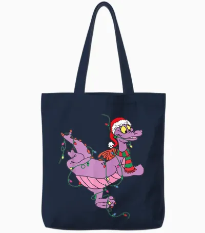 Cute Dragon Figment Lights Christmas Santa Animal Women Men Tote Bags - Navy