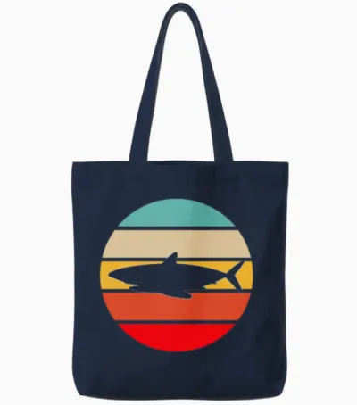 Shark Retro Tote Bags - Navy