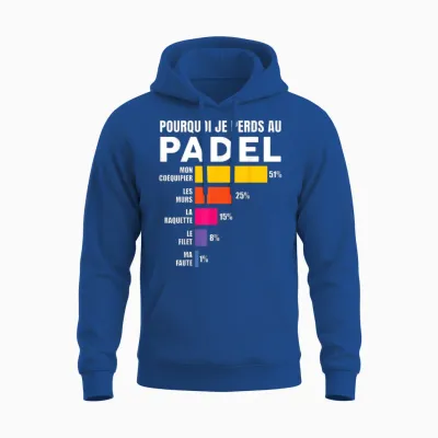 Padel Tennis T-Shirt - Padel Padel Humor Man Woman T-Shirt, Blue, S Unisex Hoodie - Royal