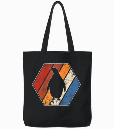 Penguin Retro Tote Bags - Black