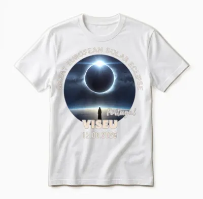 Viseu, Portugal Great European Solar Eclipse 2026 Manche Longue Unisex T-Shirt - White