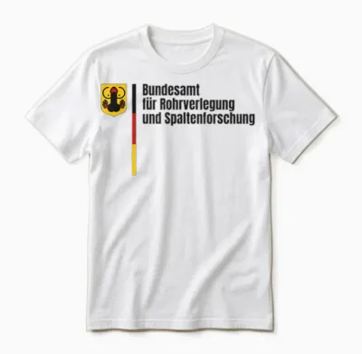 German Federal Office for Pipe Laying and Crevice Research Funny T-Shirt, Gray Unisex T-Shirt - White