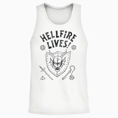 Stranger Things Hellfire Lives Officially Licensed Unisex Tank Top - White