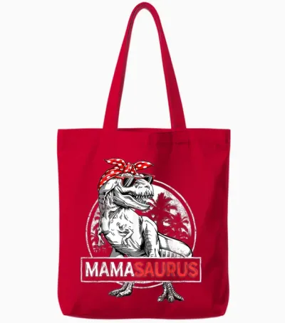 Mamasaurus T Rex Dinosaur Funny Mama Saurus Mother's Family Tote Bags - Red