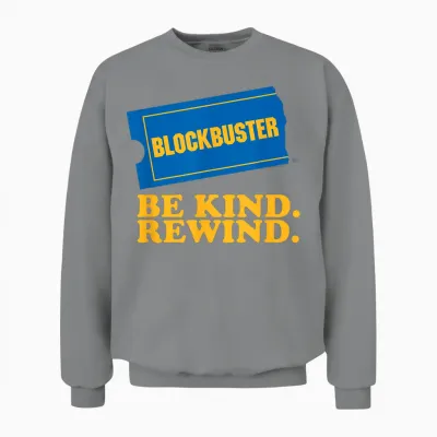 Blockbuster Be Kind Rewind Vintage Ticket Logo Unisex Sweatshirt - Sport Grey