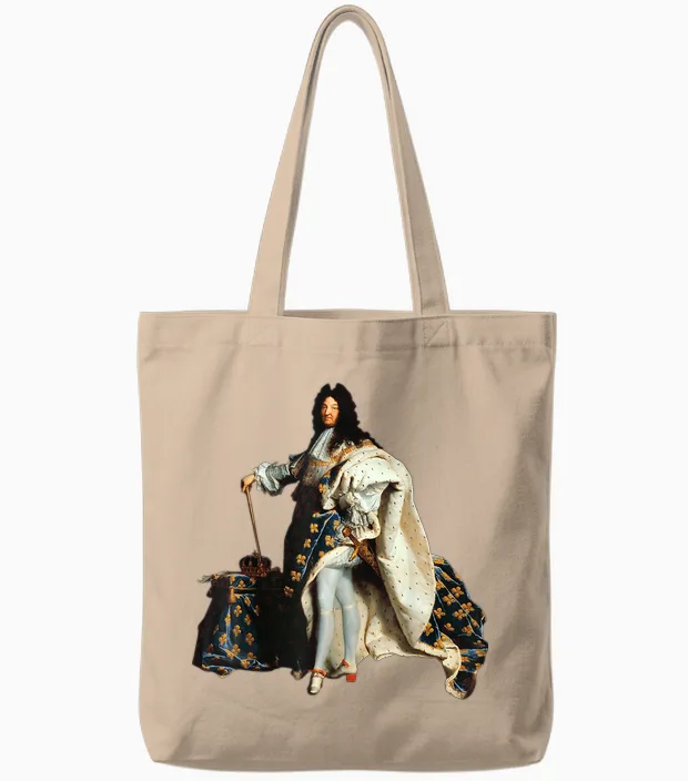 Louis Xiv, Louis 14, French King Royalist Fleur De Lys T-Shirt, Black, S Tote Bags in Natural