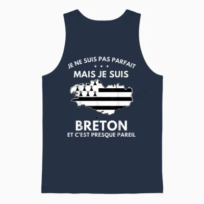 Breton Je Suis Pas Parfait Mais Je Suis Breton Bretagne T-Shirt, Black, S Unisex Tank Top - Navy