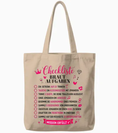 Checkliste Braut Aufgaben Junggesellenabschied Frauen Jga Tote Bags - Natural