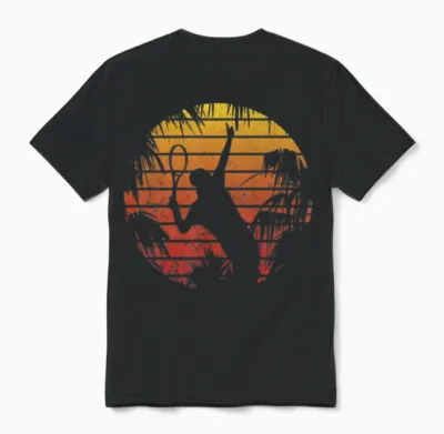 Retro Tennis Unisex T-Shirt - Black