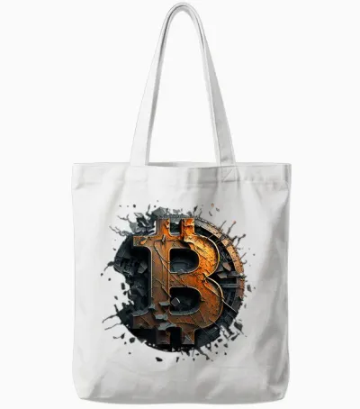Bitcoin Design Vintage Btc Crypto and Bitcoin T-Shirt, Black Tote Bags - White