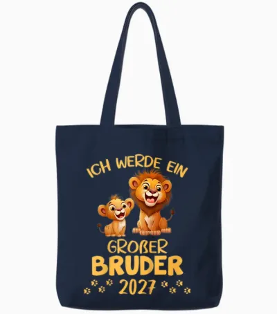 Kinder Ich Werde Ein Großer Bruder 2027 Löwen Geschwister Geburt Tote Bags - Navy