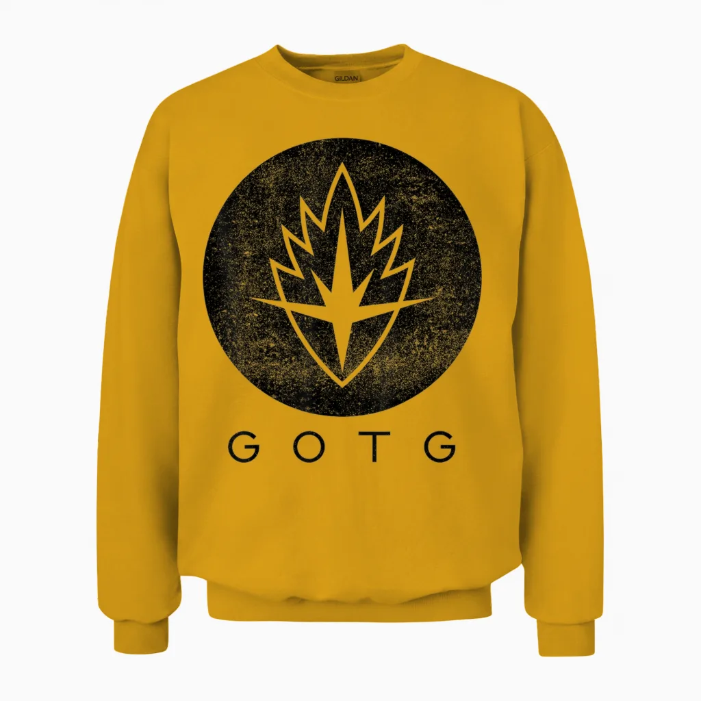 Marvel Guardians of the Galaxy Symbol Graphic Unisex Sweatshirt in Gold