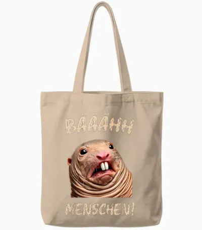 Funny T-Shirt with German Text "ich Hasse Menschen" [german Language], Black Tote Bags - Natural