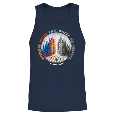 Without Music Life Would Be a Mistake Nietzsche Unisex Tank Top - Navy