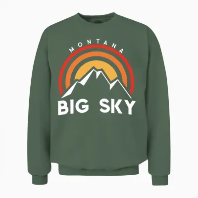 Big Sky Montana Retro Unisex Sweatshirt - Military Green