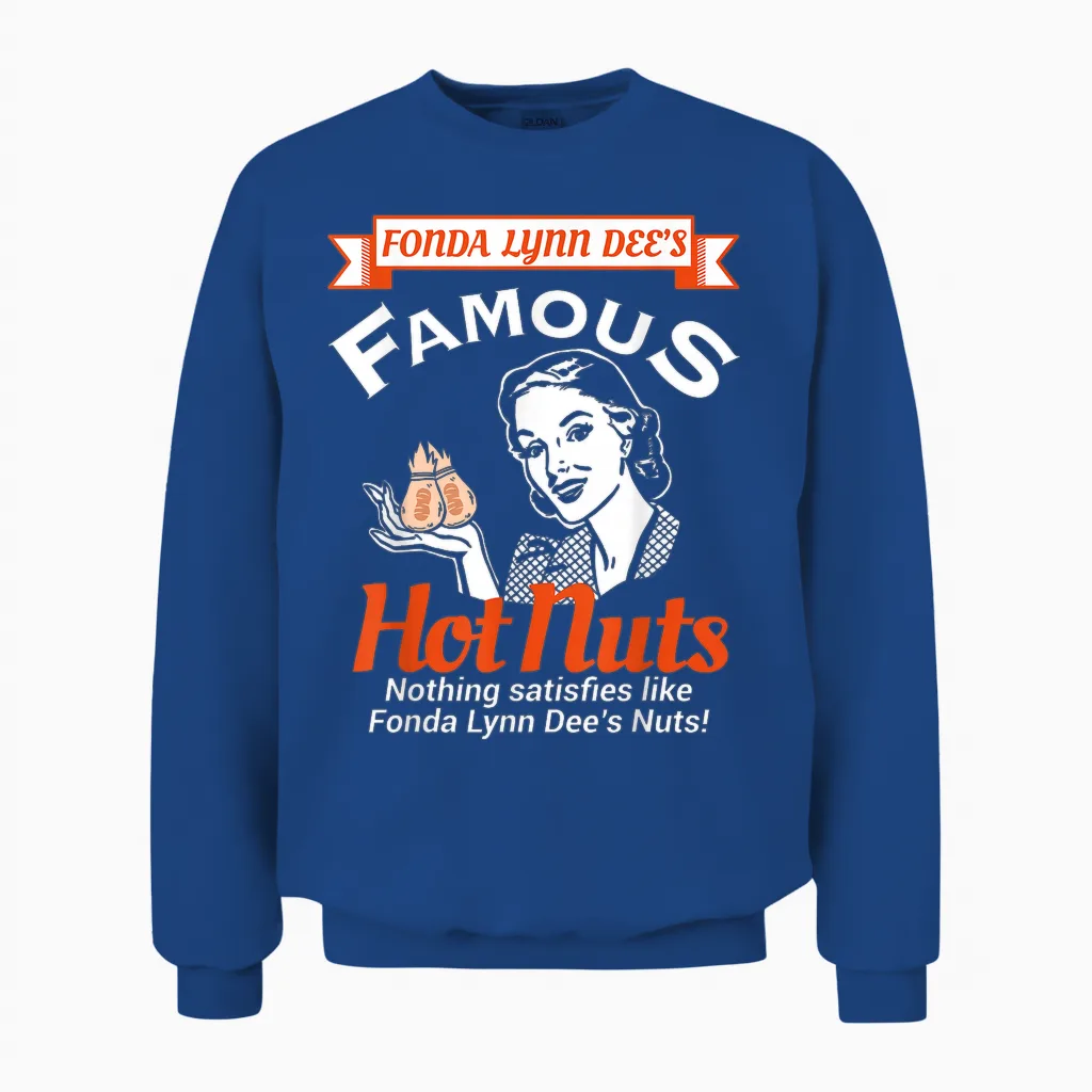 Fonda Lynn Dees Nuts Satisfies Funny Adult Humor Short Sleeve Unisex Sweatshirt in Royal