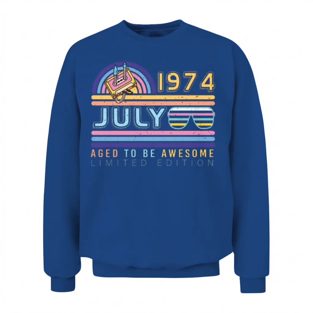 1974 July Retro Unisex Sweatshirt - Royal