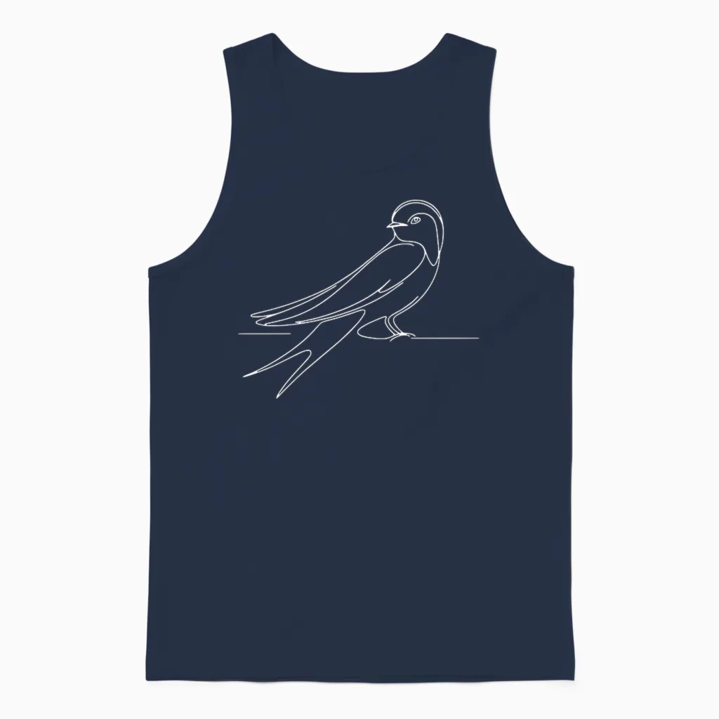 Hirondelle Linéaire Ornithologue T-Shirt Haut De Gamme Unisex Tank Top in Navy