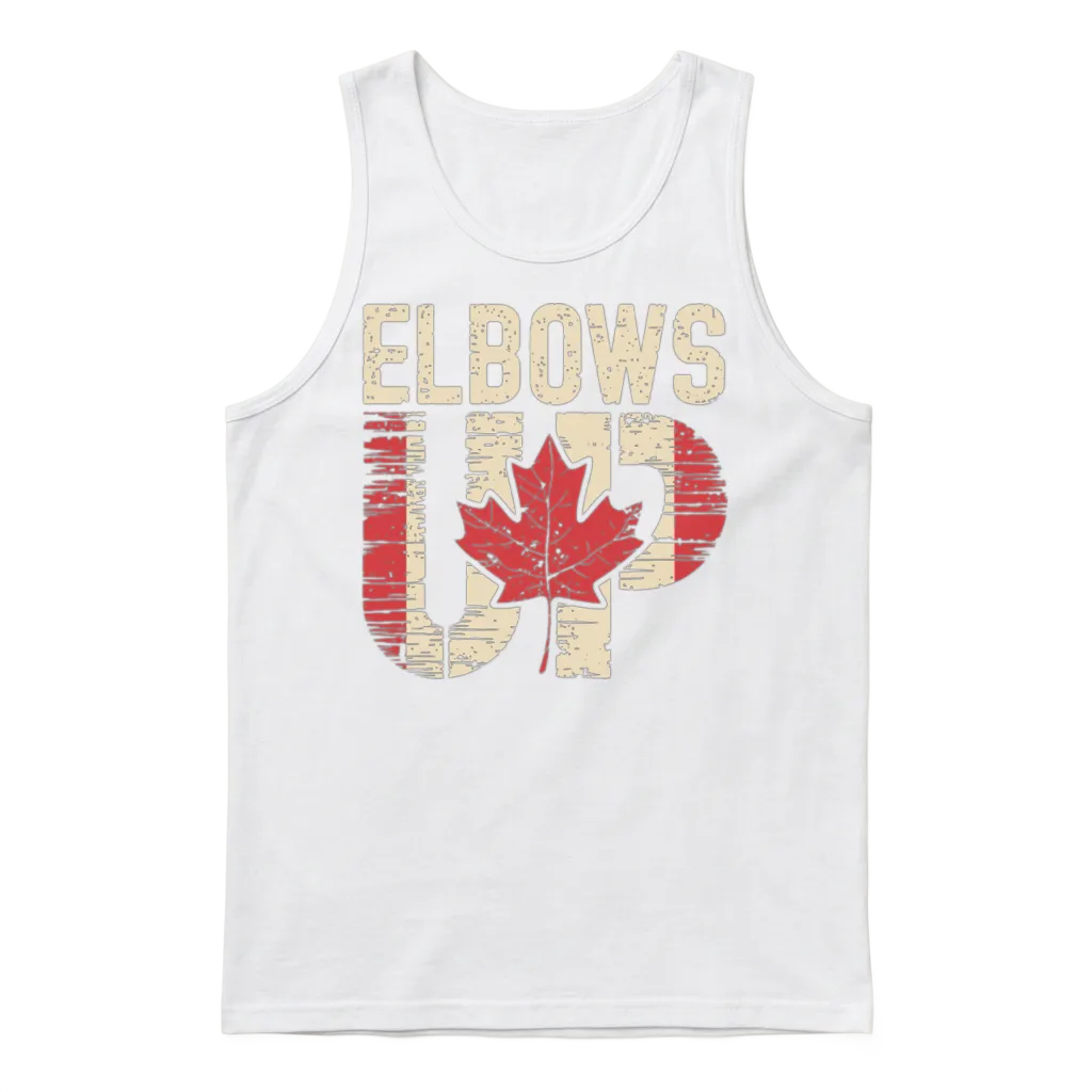 Elbows Up Canada Maple Leaf Unisex Tank Top - White
