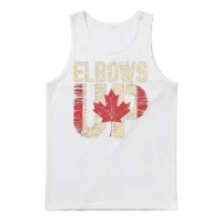 Elbows Up Canada Maple Leaf Unisex Tank Top - White – 1