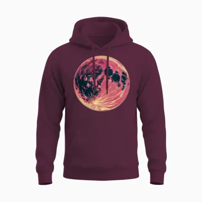 Nostalgic Retro Moon Unisex Hoodie - Maroon