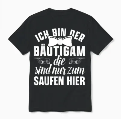 Jga Outfit Co. Herren T-Shirt Schwarz Small Party Jga Junggesellenabschied T-Shirt Mit Kurzarm Und Schleife Unisex T-Shirt - Black