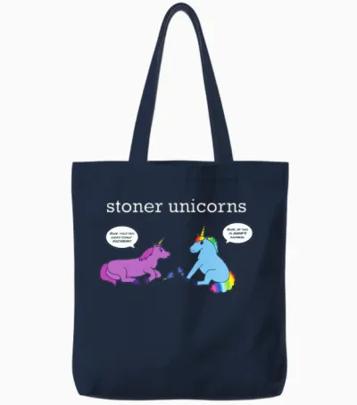 Stoner Unicorns T-Shirt (women's Standard) Tote Bags - Navy