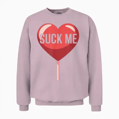 Suck Me Valentine T-Shirt, Black, S Unisex Sweatshirt - Light Pink