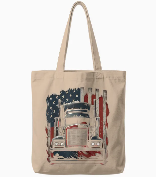 Us Amerikanische Flagge Trucker Lkw-Fahrer Geschenk Tote Bags in Natural
