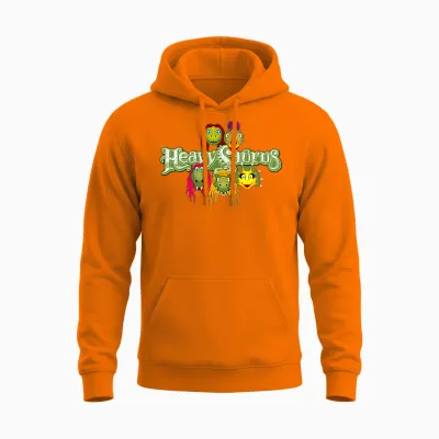 Heavysaurus Exclusive Merch T-Shirt, Black Unisex Hoodie - Safety Orange