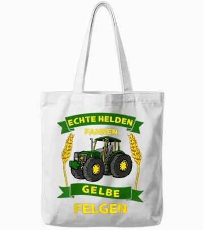 Bauer Landwirt Echte Helden Fahren Gelbe Felgen Traktor Tote Bags - White