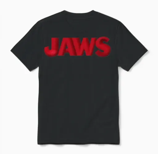 Jaws Official Logo Embroidery Design Unisex T-Shirt in Black