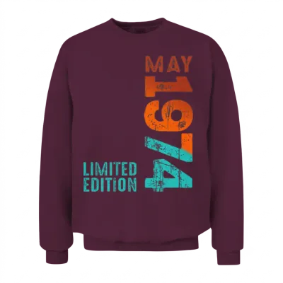 Since May 1974 Year 1974 Retro Vintage 1974 Unisex Sweatshirt - Maroon